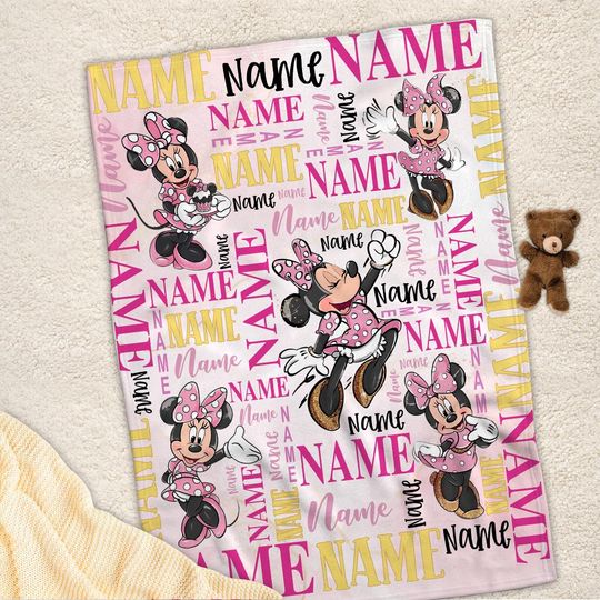 Discover Personalized Name Minnie Mouse Baby Blanket, Disney Minnie Blanket, Minnie Mouse Blanket, Baby Shower Gift, Cute Minnie Blanket