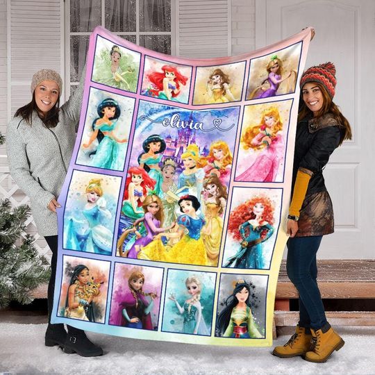 Discover Personalized Name Disney Girl Trip Blanket, Disney Princess Squad Blanket, Disney Trip Blanket, Birthday Blanket