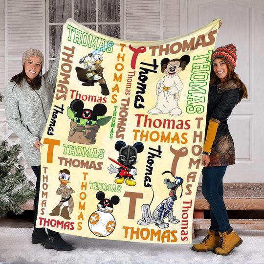 Discover Personalized Name Mickey And Friends Cosplay Star Wars Blanket, Disney Star Wars Blanket, Mickey Mouse Blanket, Birthday Gifts