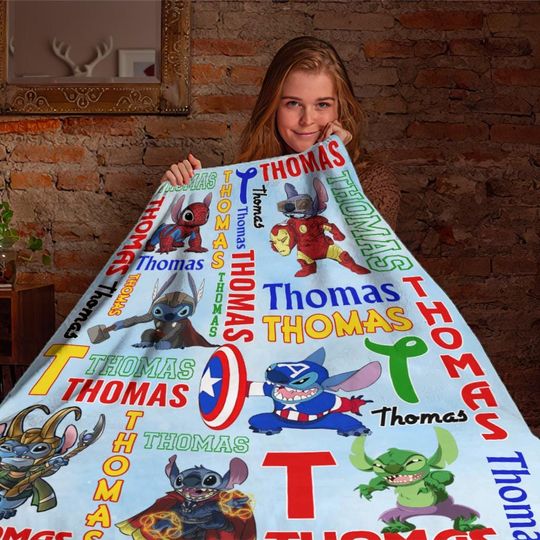 Discover Personalized Name Stitch Marvel Costume Blanket, Lilo And Stitch Blanket, Stich Marvel Blanket, Stitch Birthday Gifts
