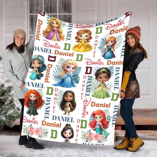 Discover Personalized Name Disney Princess Summer Blanket, Princess Squad Blanket, Magic Kingdom Blanket, Birthday Blanket, Baby Shower Blanket