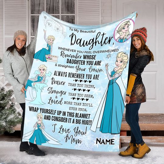 To My Beautiful Daughter, Personalized Name Elsa Princess Blanket