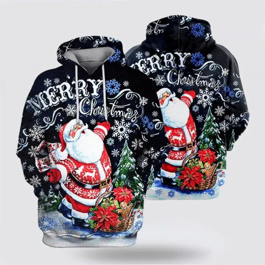 Discover 3D Santa Claus Hoodie – Unisex Merry Christmas Snowflake Pullover Sweater