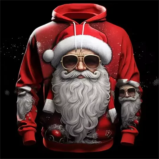 Discover Cool Santa Face 3D Hoodie – Funny Christmas Gift