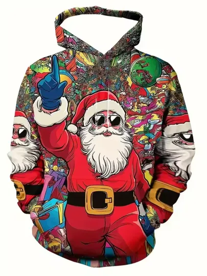 Discover Cool Santa with Sunglasses 3D Hoodie – Funky Christmas Outfit