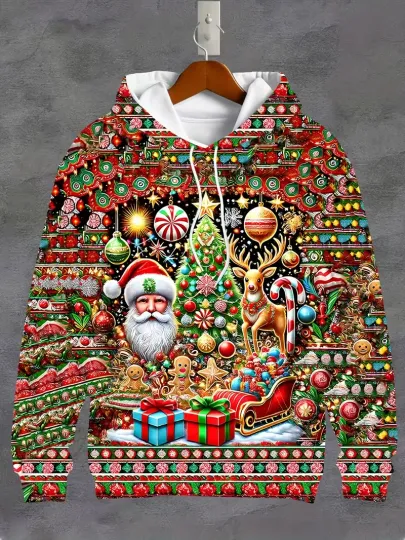 Discover Christmas Pattern Print Hoodie - 3D All Over Print - Adult & Youth
