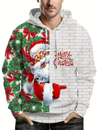 Discover Santa Claus 3D Hoodie – Unisex Christmas Pullover, Cozy Festive Holiday Outfit