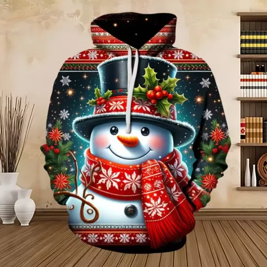 Discover Claus Gift Bag Christmas Hoodie 3D Print Holiday Pullover Unisex