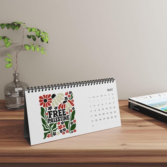 Discover Palestinian Art Desktop Calendar 2026 Spiral Calendar Palestine design desk calendar, watermelon supporter gift,
