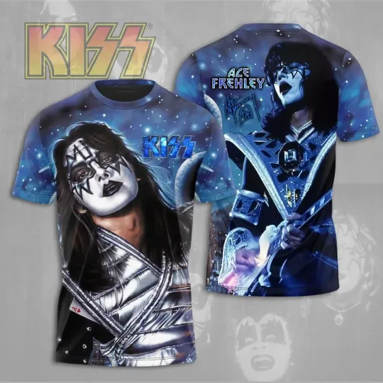 RIP  Ace Frehley Spave Ace Kisses Band 3D AOP Tee Shirt Unisex