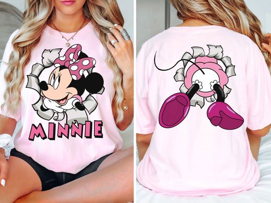 Discover Funny Minnie Mouse Portrait T-Shirt, Retro Mickey and Friends Tee, Disney Magic Kingdom Family Vacation Shirt
