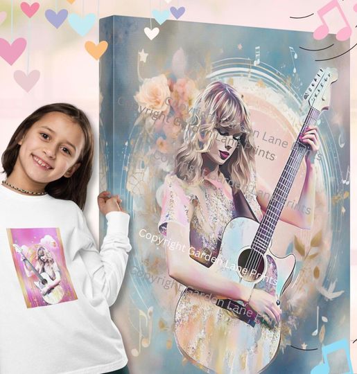 Discover Taylor Guitarist Canvas Print: Hampton Style Bedroom Wall Art TS Painting