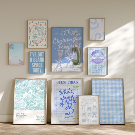 Discover Taylor Lyrics Art Print Set: Blue Girly Dorm Decor (Digital Download