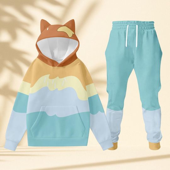 Discover Dog Ears Cosplay Hoodie Joggers Set, Halloween Costume, Blue Dog Cosplay Hoodie