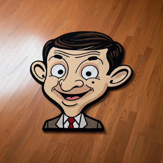 Cashmere Wool Mr. Bean Shaped Rug for Kids Playroom