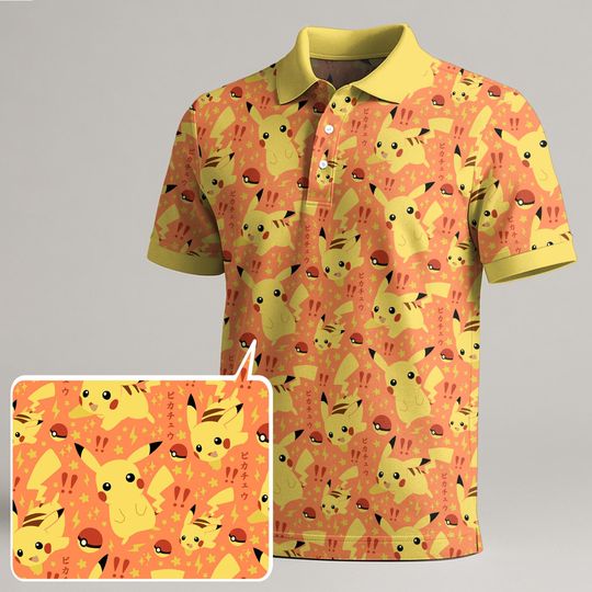 Discover Pika Polo Shirt, Fat Pika Shirt Pattern, Cute Kawaii Mens Polo Shirt, Funny Summer Shirt, Trendy Pika Gift