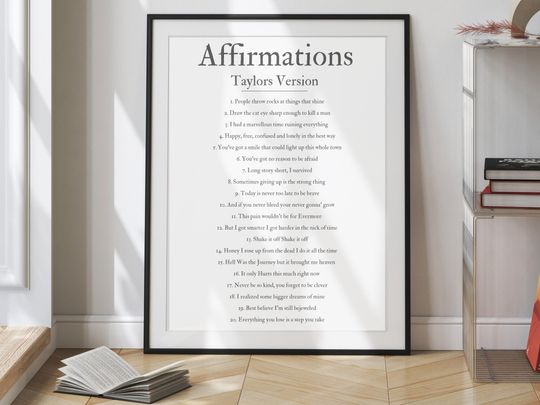 Discover Taylorr Swifts Affirmations, Fan Art Poster Taylorr Swifts Lyric Poster, Taylorr Swifts Poster, Taylorr Swifts Posters, Taylorr Swifts Prints,