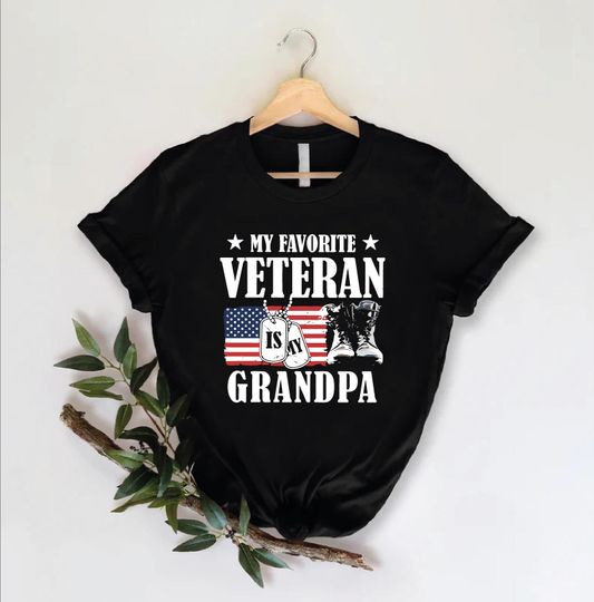 Discover Favorite Veteran Is My Grandpa T-Shirt, Veteran Day Gift From Grandkids to Grandparents, Veteran T-shirt, Veteran Shirt For Grandad