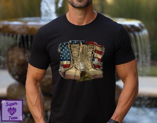 Discover Veteran Military Boots Shirt, American Flag TShirt, Patriotic Shirt, Veterans Day Gift,Veterans Day Shirt, Patriotic Gift,Memorial Day Shirt