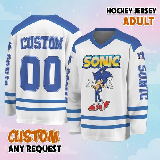 Discover Personalized Sonic Hockey Jersey, Custom Sonic the Hedgehog Jersey, Hockey Fan Lover Gift, Hockey Team Outfit