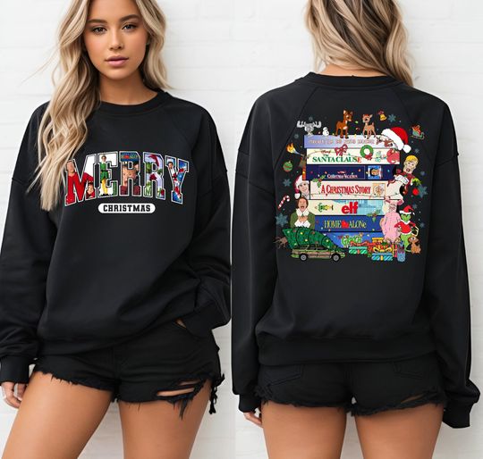 Discover Merry Christmas 90s Movie Sweatshirt: Retro Holiday Pullover, Funny Festive Crewneck, Cozy Winter Top