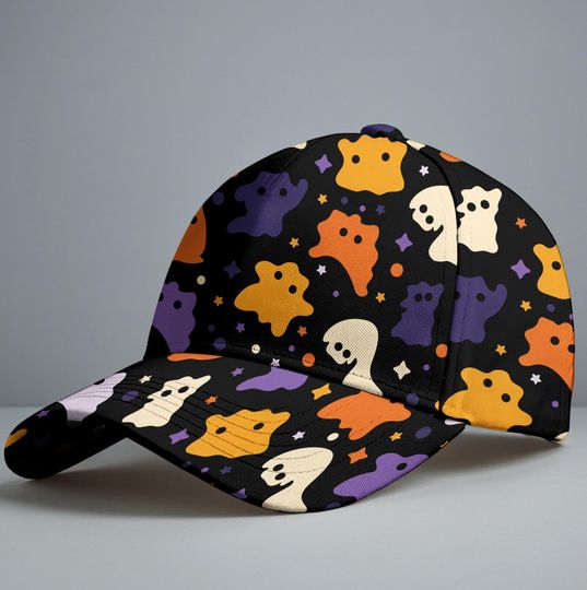 Ditto Ghost Pattern Baseball Cap, Unisex Adjustable Vintage Halloween Hat