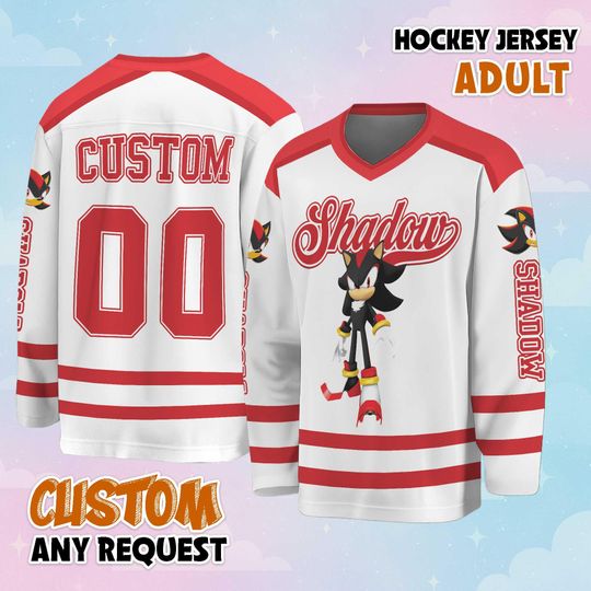 Personalized Shadow Hockey Jersey, Custom Sonic the Hedgehog Jersey, Hockey Fan Lover Gift, Hockey Team Outfit