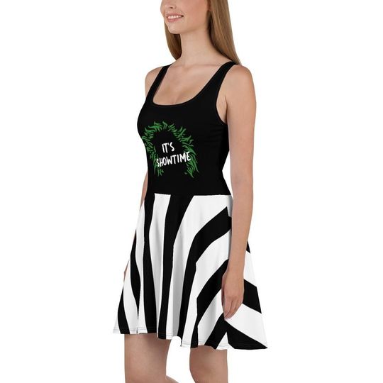 Discover Beetle Juice It's Showtime Costume Sleeveless Dress Gothic Black and White Stipes Ghost with the Most XS - 3XL