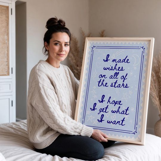 Discover Taylor Lyric Poster - Showgirl Lyrics Art, Wish List Light Blue RoomDecor (Digital Download)