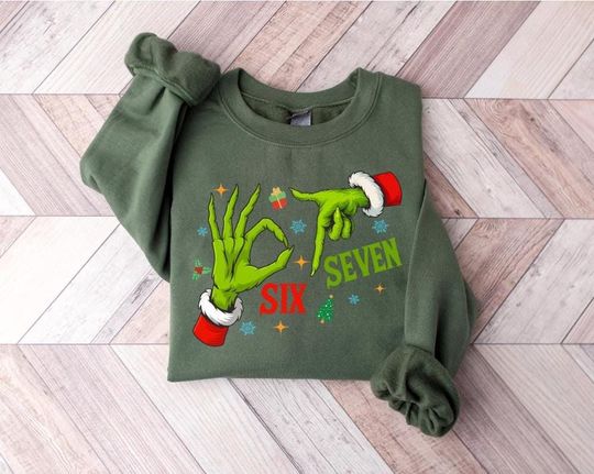 Discover Funny 67 Six Seven Meme Christmas Sweatshirt, funny character 67 Hand Holiday Shirt, Meme Graphic Hoodie, Unisex Trending Christmas Gift