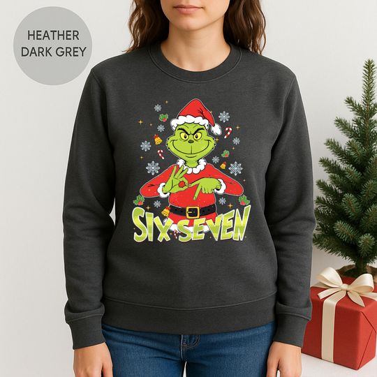 Funny funny character "Six Seven" Christmas Sweatshirt - Holiday Movie Crewneck