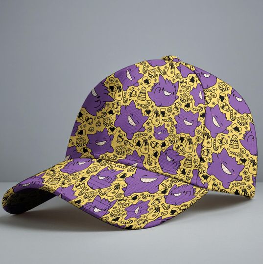 Gengar Baseball Cap, Cute Gengar Hat, Funny Anime Baseball Cap, Vintage Adjustable Cap, Unisex Baseball Hat, Summer Funny Gengar Gift Cap