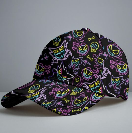 Gengar Baseball Cap, Cute Gengar Art Graphic Hat, Funny Anime Summer Baseball Hat, Vintage Cap, Unisex Baseball Cap, Gengar Gift Hat