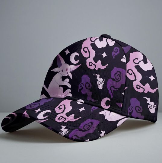 Umbreon Espeon Baseball Cap,, Cute Anime Baseball Cap, Vintage Adjustable Summer Hat, Unisex Baseball Hat, Espeon Umbreon Hat Gift