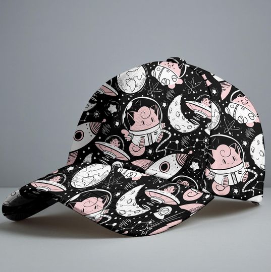 Clefairy Baseball Cap, Clefairy Astronaut Space Graphic Hat, Funny Anime Summer Baseball Hat, Vintage Adjustable Cap, Clefairy Gift Hat