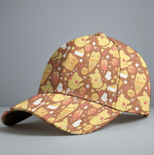 Discover Pika Baseball Cap, Cute Pika Graphic Hat, Funny Anime Summer Baseball Hat, Vintage Adjustable Cap, Pika Gift Hat