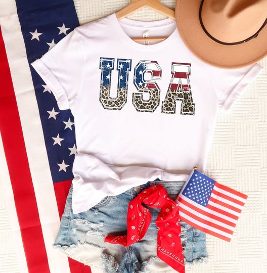 Discover USA Shirt, 4th of July Shirt, Patriotic Shirt, Veterans Day Shirt, Holiday Gift, Leopard Print Usa Shirt, Independence Day Shirt