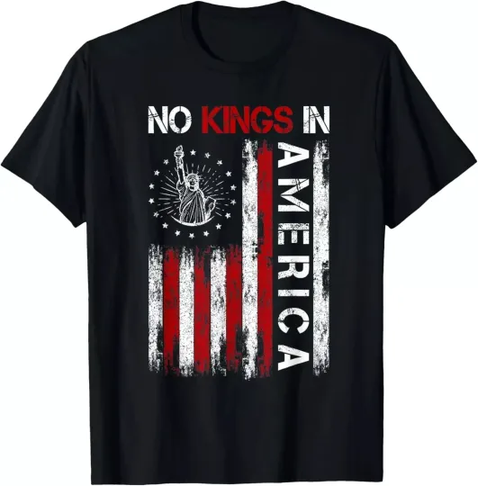 Discover No Kings In America USA Flag Political T-Shirt