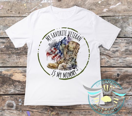 Discover My Favorite Veteran Is My Mommy Shirt, Announcement, Military Mom, Military Family, Veteran's Day, Armed Forces, Military Kid, American Flag
