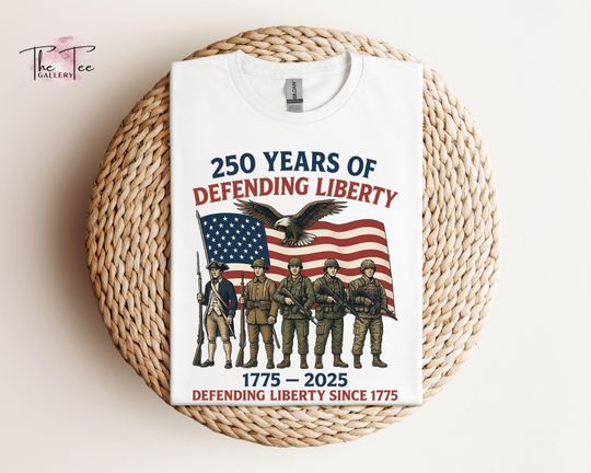 Discover 250 Years Of Defending Liberty Shirt, USA Veterans Shirt, Defending Freedom Tee, Memorial Day Shirt, Independence Shirt, Patriotic Eagle