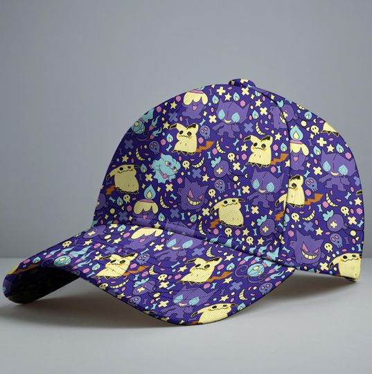 Gengar Mimikyu Baseball Cap, Cute Graphic Hat, Anime Summer Cap, Vintage Adjustable Cap