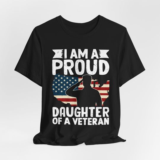 Discover Proud Daughter of a Veteran T-Shirt: Military Family US Map Gift