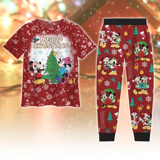 Discover Christmas Mickey And Minniee Pjs, Disney Cartoon Movie Xmas Shirt, Merry Christmas Pjs, Disneyland Xmas Pajamas, Santa Mickey Shirt