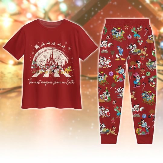 Christmas Mickey And Friends Tshirt Pants Pjs, Minniee Daisy Donald Duck Holiday Pajamas, Disney Movie Pjs Christmas, Xmas Holiday Pjs