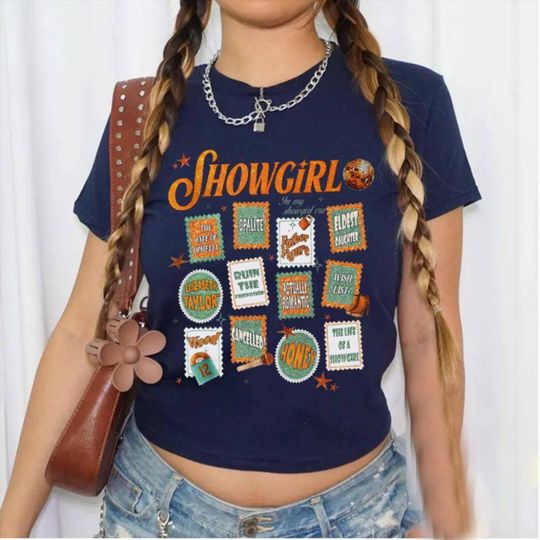 Discover The Life of the Showgirl stamps shirt, ShowGirl Eras shirt, Fangirl Tshirt Croptop tank Baby tee Comfort colors Unisex T-shirt