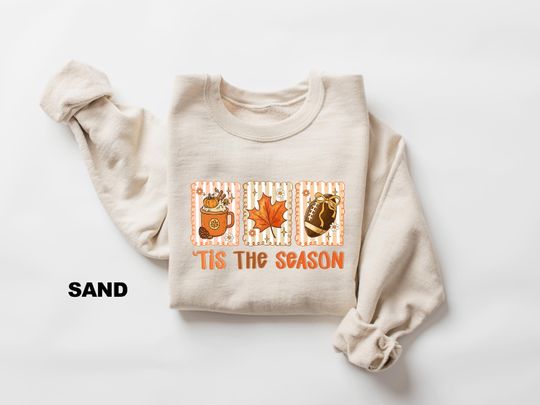 Discover Fall Sweatshirt, Tis The Season Fall Football Sweatshirt, Football Fan Gift, Fall Crewneck, Game Day Shirt, Pumpkin Coffee Shirts