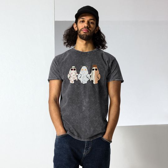 Discover Midnight Spirits: Taylorr Swifts's Anti-Hero Ghosts Eras Tour Denim T-Shirt