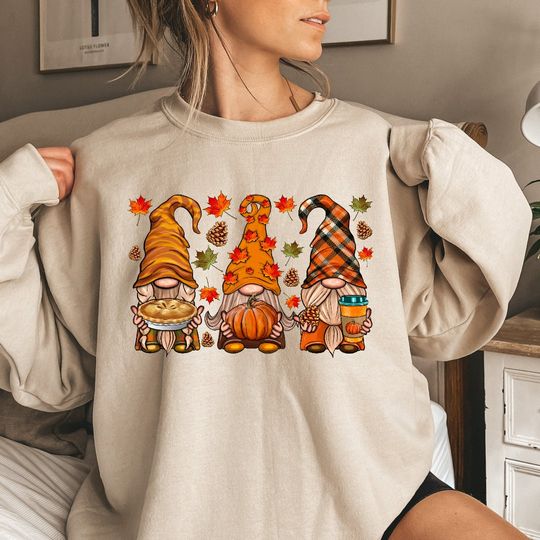Discover Cute Fall Gnomes Sweatshirt, Womens Fall Shirts, Fall Gnomes Tshirt