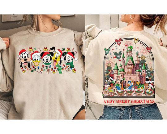 Disney Mickey's Very Merry Christmas 2025 Sweatshirt, Mickey and Friends Christmas Lights Tee, Disneyland Christmas Tee