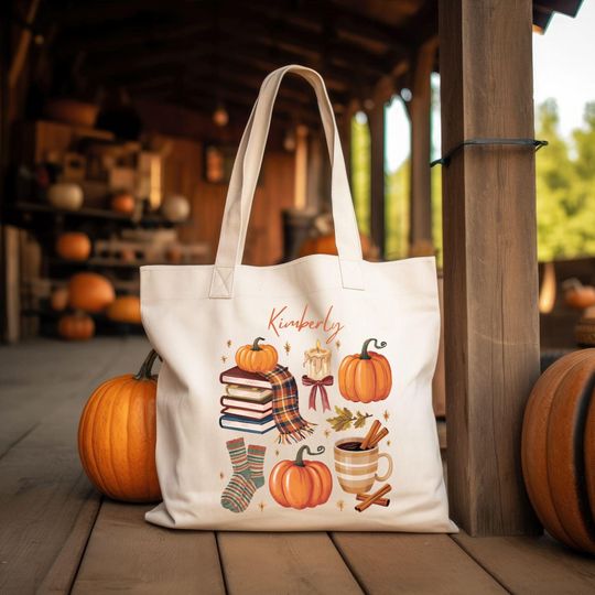 Discover Fall Season Pumpkin & Floral Tote Bag for Book Lovers